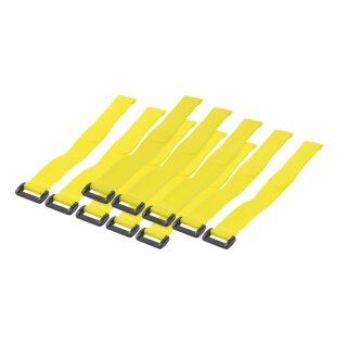 Kabelbinder mit Klettverschluss, 10 Stk, gelb, 20mm breit, 300mm lang