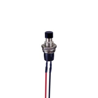Miniatur-Drucktaster mit 10 cm Kabel, SPST NO, Schließer, 250V 1A, schwarz