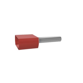 Isolierte Doppeladernendhülsen rot, 8 mm, 2 * 1,0 mm², 100er Pack
