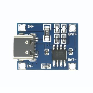 LIPO Ladeplatine 1 Zelle, USB 5 V, 1000 mA Ladestrom, USB-C Anschluß